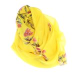 Fashion, accesorii si bijuterii - Femei - Accesorii femei - Esarfe si fulare femei - Esarfa, de dama, Buticcochet, din poliester, imprimeu cu flori si fluturi, 50x150 cm, Galben - ES1927 - Infinity.ro