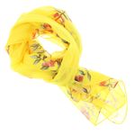 Fashion, accesorii si bijuterii - Femei - Accesorii femei - Esarfe si fulare femei - Esarfa, de dama, Buticcochet, din poliester, imprimeu cu flori si fluturi, 50x150 cm, Galben - ES1927 - Infinity.ro