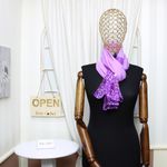 Fashion, accesorii si bijuterii - Femei - Accesorii femei - Esarfe si fulare femei - Esarfa, de dama, Buticcochet, din poliester, imprimeu cu lacramioare, 50x150 cm, Mov - ES1993 - Infinity.ro