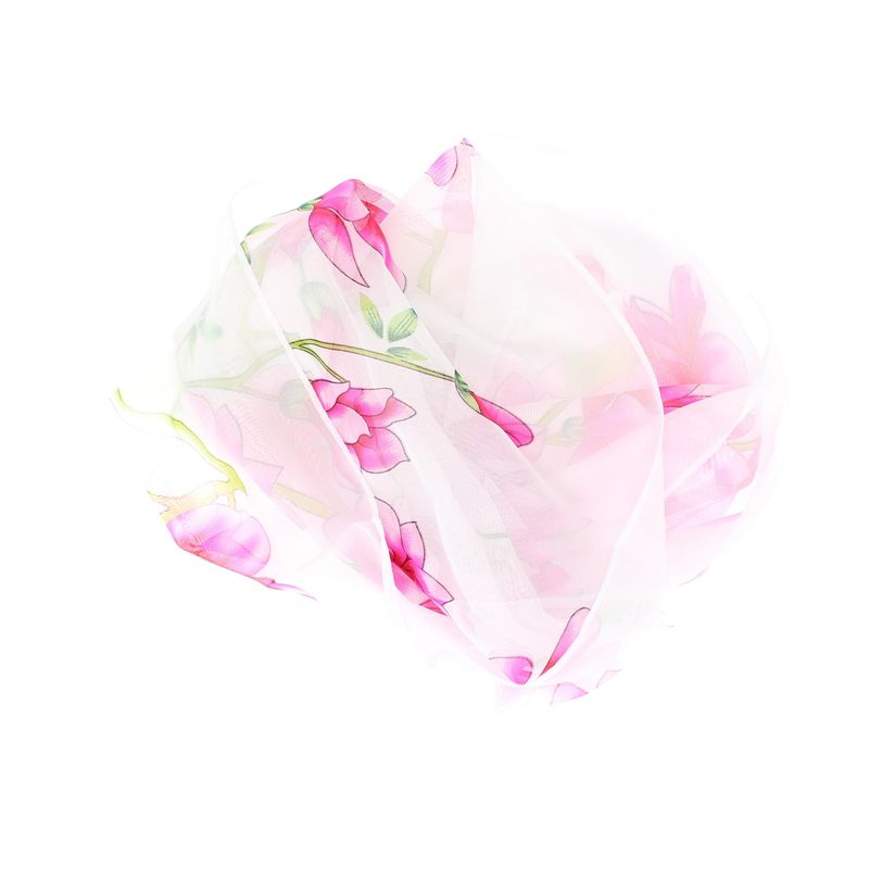 Fashion, accesorii si bijuterii - Femei - Accesorii femei - Esarfe si fulare femei - Esarfa, de dama, Buticcochet, din poliester, imprimeu floral Magnolie, 50x150 cm, Alb - ES1987 - Infinity.ro