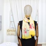 Fashion, accesorii si bijuterii - Femei - Accesorii femei - Esarfe si fulare femei - Esarfa, de dama, Buticcochet, din poliester, imprimeu floral, 50x150 cm, Galben - ES1921 - Infinity.ro