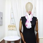 Fashion, accesorii si bijuterii - Femei - Accesorii femei - Esarfe si fulare femei - Esarfa, de dama, Buticcochet, din poliester, imprimeu floral Magnolie, 50x150 cm, Alb - ES1987 - Infinity.ro