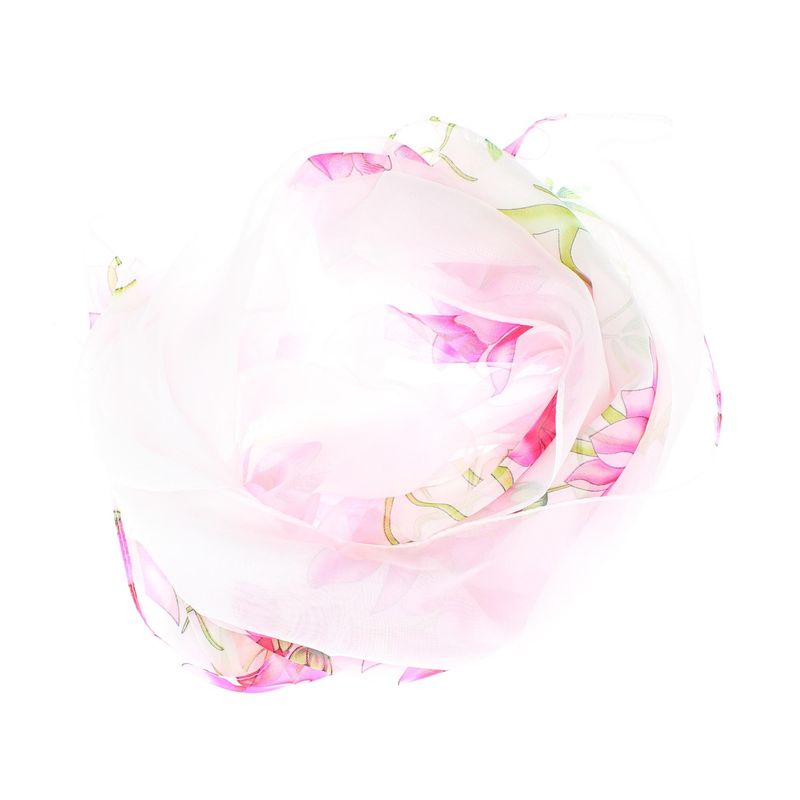 Fashion, accesorii si bijuterii - Femei - Accesorii femei - Esarfe si fulare femei - Esarfa, de dama, Buticcochet, din poliester, imprimeu floral Magnolie, 50x150 cm, Alb - ES1987 - Infinity.ro