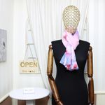 Fashion, accesorii si bijuterii - Femei - Accesorii femei - Esarfe si fulare femei - Esarfa, de dama, Buticcochet, din poliester, imprimeu floral mac, 50x150 cm, Roz pal - ES1988 - Infinity.ro