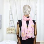Fashion, accesorii si bijuterii - Femei - Accesorii femei - Esarfe si fulare femei - Esarfa, de dama, Buticcochet, din poliester, imprimeu cu floricele, 50x150 cm, Roz - ES1919 - Infinity.ro