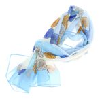 Fashion, accesorii si bijuterii - Femei - Accesorii femei - Esarfe si fulare femei - Esarfa, de dama, Buticcochet, din poliester, imprimeu floral, 50x150 cm, Albastru deschis - ES1999 - Infinity.ro