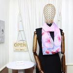 Fashion, accesorii si bijuterii - Femei - Accesorii femei - Esarfe si fulare femei - Esarfa, de dama, Buticcochet, din poliester, imprimeu floral mac, 50x150 cm, Roz pal - ES1988 - Infinity.ro