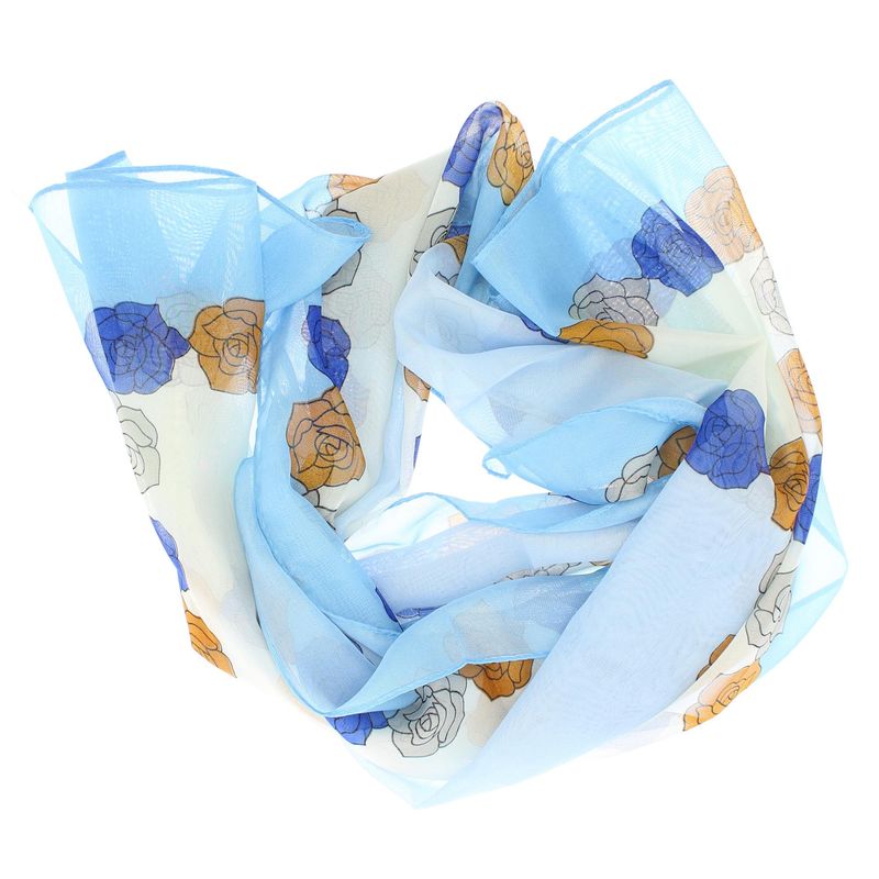 Fashion, accesorii si bijuterii - Femei - Accesorii femei - Esarfe si fulare femei - Esarfa, de dama, Buticcochet, din poliester, imprimeu floral, 50x150 cm, Albastru deschis - ES1999 - Infinity.ro