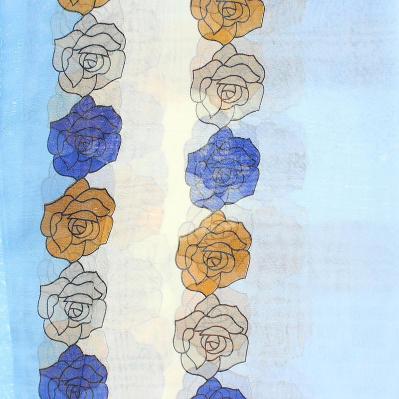 Fashion, accesorii si bijuterii - Femei - Accesorii femei - Esarfe si fulare femei - Esarfa, de dama, Buticcochet, din poliester, imprimeu floral, 50x150 cm, Albastru deschis - ES1999 - Infinity.ro