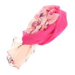 Fashion, accesorii si bijuterii - Femei - Accesorii femei - Esarfe si fulare femei - Esarfa, de dama, Buticcochet, din poliester, imprimeu cu frunze stilizate, 50x150 cm, Roz - ES1990 - Infinity.ro