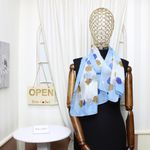 Fashion, accesorii si bijuterii - Femei - Accesorii femei - Esarfe si fulare femei - Esarfa, de dama, Buticcochet, din poliester, imprimeu floral, 50x150 cm, Albastru deschis - ES1999 - Infinity.ro
