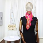 Fashion, accesorii si bijuterii - Femei - Accesorii femei - Esarfe si fulare femei - Esarfa, de dama, Buticcochet, din poliester, imprimeu floral, 50x150 cm, Roz - ES1983 - Infinity.ro