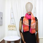 Fashion, accesorii si bijuterii - Femei - Accesorii femei - Esarfe si fulare femei - Esarfa, de dama, Buticcochet, din poliester, imprimeu floral, 50x150 cm, Roz - ES1983 - Infinity.ro