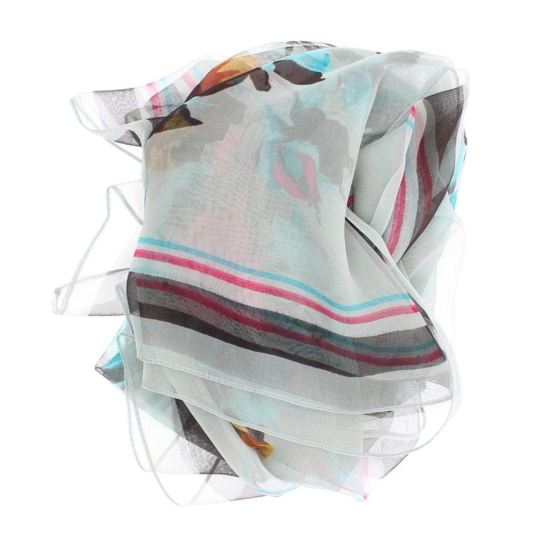 Fashion, accesorii si bijuterii - Femei - Accesorii femei - Esarfe si fulare femei - Esarfa, de dama, Buticcochet, din poliester, imprimeu cu trandafiri, 50x160 cm, Gri - ES1823 - Infinity.ro