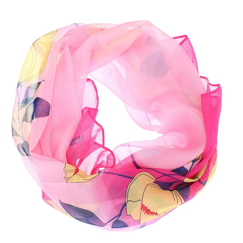 Fashion, accesorii si bijuterii - Femei - Accesorii femei - Esarfe si fulare femei - Esarfa, de dama, Buticcochet, din poliester, imprimeu cu flori,  50x150 cm, Roz - ES1917 - Infinity.ro