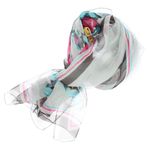 Fashion, accesorii si bijuterii - Femei - Accesorii femei - Esarfe si fulare femei - Esarfa, de dama, Buticcochet, din poliester, imprimeu cu trandafiri, 50x160 cm, Gri - ES1823 - Infinity.ro
