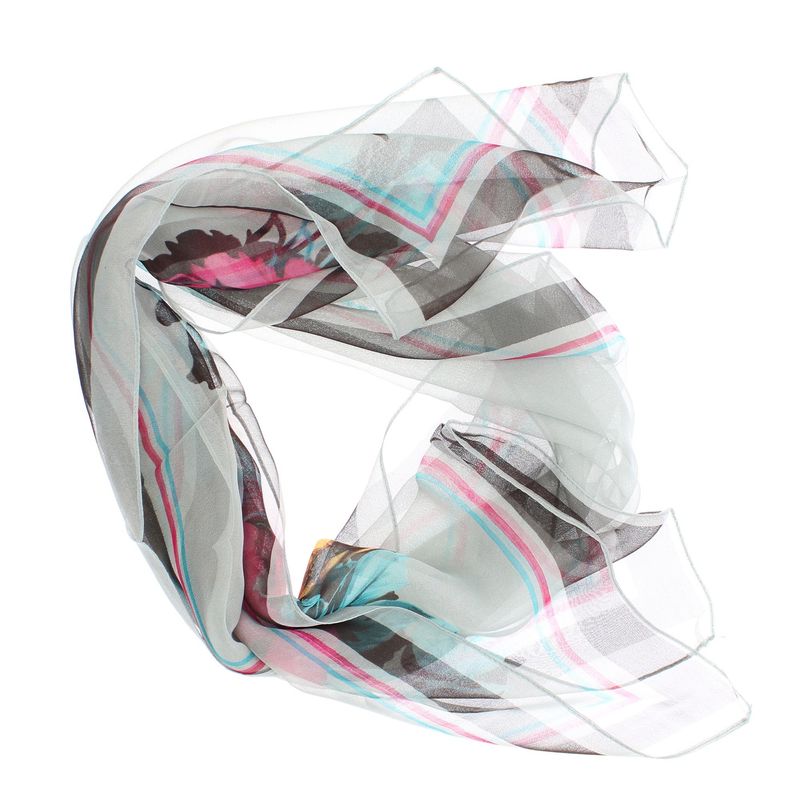 Fashion, accesorii si bijuterii - Femei - Accesorii femei - Esarfe si fulare femei - Esarfa, de dama, Buticcochet, din poliester, imprimeu cu trandafiri, 50x160 cm, Gri - ES1823 - Infinity.ro