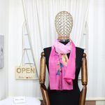 Fashion, accesorii si bijuterii - Femei - Accesorii femei - Esarfe si fulare femei - Esarfa, de dama, Buticcochet, din poliester, imprimeu cu flori,  50x150 cm, Roz - ES1917 - Infinity.ro