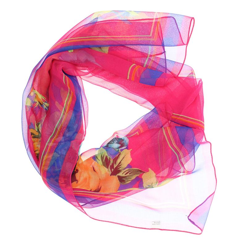 Fashion, accesorii si bijuterii - Femei - Accesorii femei - Esarfe si fulare femei - Esarfa, de dama, Buticcochet, din poliester, imprimeu cu trandafiri, 50x160 cm, Fucsia - ES1822 - Infinity.ro