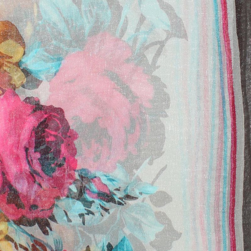 Fashion, accesorii si bijuterii - Femei - Accesorii femei - Esarfe si fulare femei - Esarfa, de dama, Buticcochet, din poliester, imprimeu cu trandafiri, 50x160 cm, Gri - ES1823 - Infinity.ro