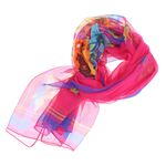 Fashion, accesorii si bijuterii - Femei - Accesorii femei - Esarfe si fulare femei - Esarfa, de dama, Buticcochet, din poliester, imprimeu cu trandafiri, 50x160 cm, Fucsia - ES1822 - Infinity.ro