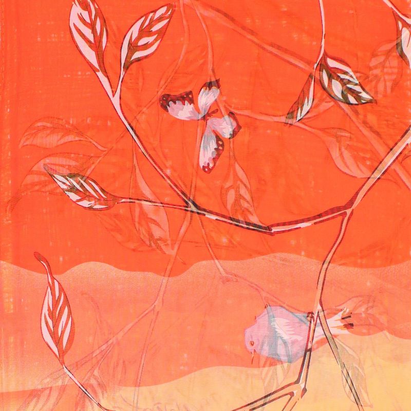 Fashion, accesorii si bijuterii - Femei - Accesorii femei - Esarfe si fulare femei - Esarfa, de dama, Buticcochet, din poliester, imprimeu cu pasari, 50x150 cm, Portocaliu - ES1981 - Infinity.ro