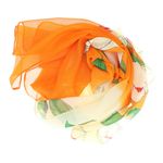 Fashion, accesorii si bijuterii - Femei - Accesorii femei - Esarfe si fulare femei - Esarfa, de dama, Buticcochet, din poliester, imprimeu cu flori,  50x150 cm, Portocaliu - ES1918 - Infinity.ro