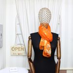 Fashion, accesorii si bijuterii - Femei - Accesorii femei - Esarfe si fulare femei - Esarfa, de dama, Buticcochet, din poliester, imprimeu cu magnolie, 50x150 cm, Portocaliu - ES1964 - Infinity.ro