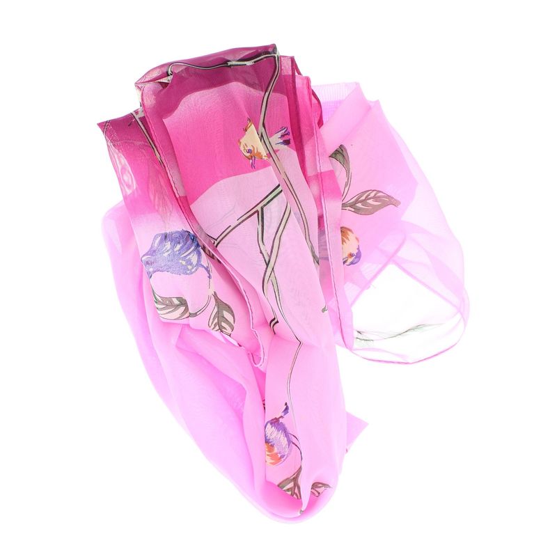 Fashion, accesorii si bijuterii - Femei - Accesorii femei - Esarfe si fulare femei - Esarfa, de dama, Buticcochet, din poliester, imprimeu cu pasari, 50x150 cm, Roz - ES1980 - Infinity.ro