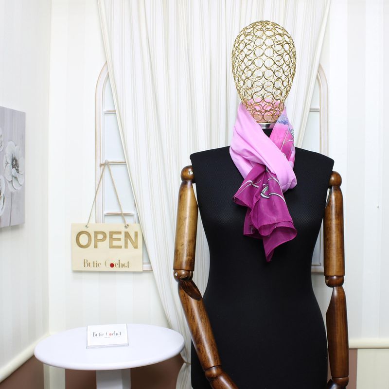 Fashion, accesorii si bijuterii - Femei - Accesorii femei - Esarfe si fulare femei - Esarfa, de dama, Buticcochet, din poliester, imprimeu cu pasari, 50x150 cm, Roz - ES1980 - Infinity.ro