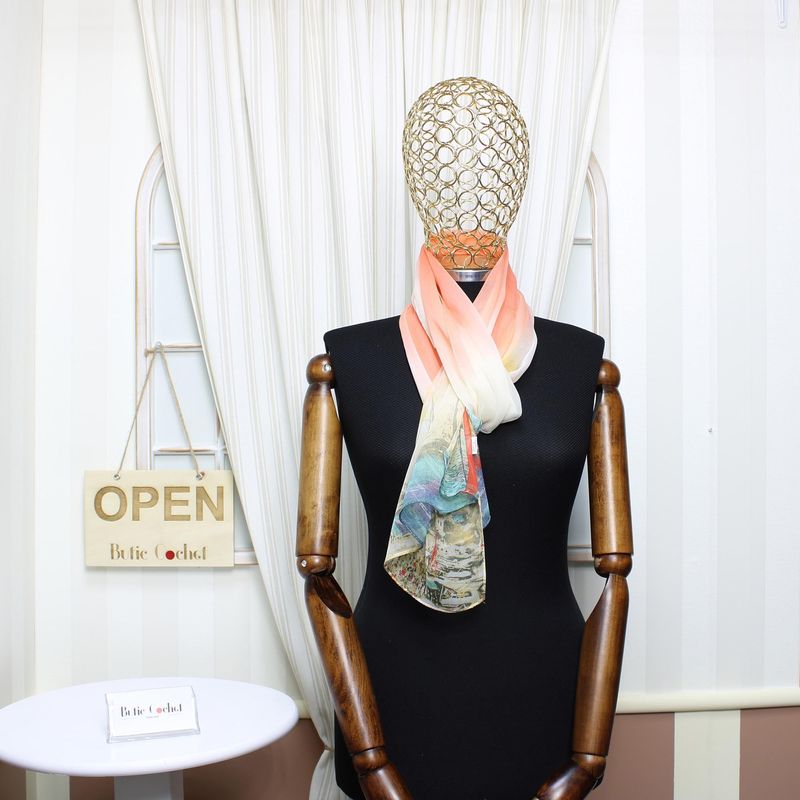 Fashion, accesorii si bijuterii - Femei - Accesorii femei - Esarfe si fulare femei - Esarfa, de dama, Buticcochet, din poliester, imprimeu stilizat, 50x160 cm, Multicolor - ES1804 - Infinity.ro
