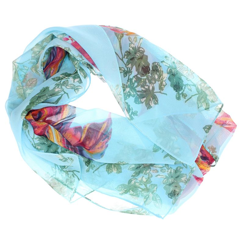 Fashion, accesorii si bijuterii - Femei - Accesorii femei - Esarfe si fulare femei - Esarfa, de dama, Buticcochet, din poliester, imprimeu cu floricele, 50x160 cm, Albastru - ES1809 - Infinity.ro