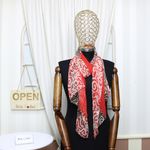 Fashion, accesorii si bijuterii - Femei - Accesorii femei - Esarfe si fulare femei - Esarfa, de dama, Buticcochet, din poliester, imprimeu stilizat, 50x160 cm, Rosu - ES1818 - Infinity.ro