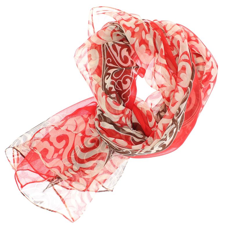 Fashion, accesorii si bijuterii - Femei - Accesorii femei - Esarfe si fulare femei - Esarfa, de dama, Buticcochet, din poliester, imprimeu stilizat, 50x160 cm, Rosu - ES1818 - Infinity.ro