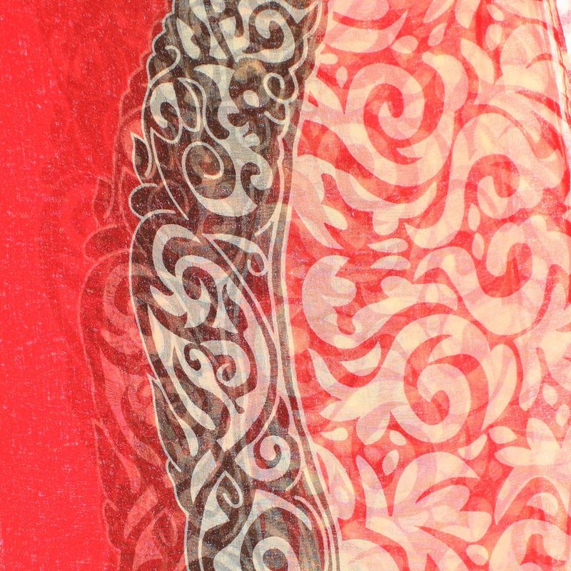 Fashion, accesorii si bijuterii - Femei - Accesorii femei - Esarfe si fulare femei - Esarfa, de dama, Buticcochet, din poliester, imprimeu stilizat, 50x160 cm, Rosu - ES1818 - Infinity.ro