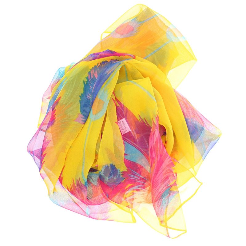 Fashion, accesorii si bijuterii - Femei - Accesorii femei - Esarfe si fulare femei - Esarfa, de dama, Buticcochet, din poliester, imprimeu cu pene, 50x160 cm, Galben - ES1814 - Infinity.ro