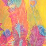 Fashion, accesorii si bijuterii - Femei - Accesorii femei - Esarfe si fulare femei - Esarfa, de dama, Buticcochet, din poliester, imprimeu cu pene, 50x160 cm, Galben - ES1814 - Infinity.ro