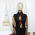 Fashion, accesorii si bijuterii - Femei - Accesorii femei - Esarfe si fulare femei - Esarfa, de dama, Buticcochet, din poliester, imprimeu cu frunze, 50x160 cm, Negru - ES1808 - Infinity.ro