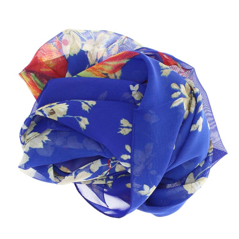 Fashion, accesorii si bijuterii - Femei - Accesorii femei - Esarfe si fulare femei - Esarfa, de dama, Buticcochet, din poliester, imprimeu cu floricele, 50x160 cm, Albastru electric - ES1812 - Infinity.ro