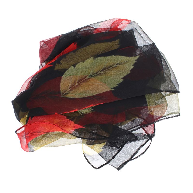 Fashion, accesorii si bijuterii - Femei - Accesorii femei - Esarfe si fulare femei - Esarfa, de dama, Buticcochet, din poliester, imprimeu cu frunze, 50x160 cm, Negru - ES1808 - Infinity.ro