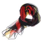 Fashion, accesorii si bijuterii - Femei - Accesorii femei - Esarfe si fulare femei - Esarfa, de dama, Buticcochet, din poliester, imprimeu cu frunze, 50x160 cm, Negru - ES1808 - Infinity.ro