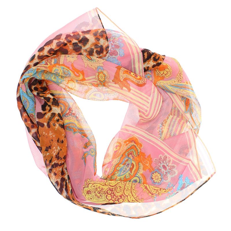 Fashion, accesorii si bijuterii - Femei - Accesorii femei - Esarfe si fulare femei - Esarfa, de dama, Buticcochet, din poliester, imprimeu stilizat, 50x160 cm, Roz - ES1816 - Infinity.ro