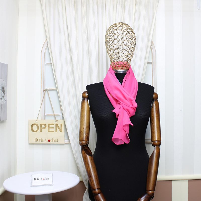 Fashion, accesorii si bijuterii - Femei - Accesorii femei - Esarfe si fulare femei - Esarfa, de dama, Buticcochet, din poliester, cu flori, 50x160 cm, Roz - ES1800 - Infinity.ro