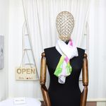 Fashion, accesorii si bijuterii - Femei - Accesorii femei - Esarfe si fulare femei - Esarfa, de dama, Buticcochet, din poliester, imprimeu cu lalele, 50x150 cm, Alb - ES1959 - Infinity.ro