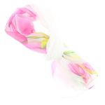 Fashion, accesorii si bijuterii - Femei - Accesorii femei - Esarfe si fulare femei - Esarfa, de dama, Buticcochet, din poliester, imprimeu cu lalele, 50x150 cm, Alb - ES1959 - Infinity.ro