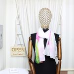Fashion, accesorii si bijuterii - Femei - Accesorii femei - Esarfe si fulare femei - Esarfa, de dama, Buticcochet, din poliester, imprimeu cu lalele, 50x150 cm, Alb - ES1959 - Infinity.ro