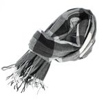Fashion, accesorii si bijuterii - Femei - Accesorii femei - Esarfe si fulare femei - Esarfa, de dama, Buticcochet, Casmir, cu franjuri, model cu patratele, 70x170 cm, Negru - ES2869 - Infinity.ro