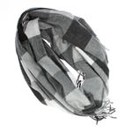 Fashion, accesorii si bijuterii - Femei - Accesorii femei - Esarfe si fulare femei - Esarfa, de dama, Buticcochet, Casmir, cu franjuri, model cu patratele, 70x170 cm, Negru - ES2869 - Infinity.ro
