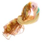 Fashion, accesorii si bijuterii - Femei - Accesorii femei - Esarfe si fulare femei - Esarfa, de dama, Buticcochet, din poliester, imprimeu cu flori, 50x160 cm, Maro - ES1785 - Infinity.ro