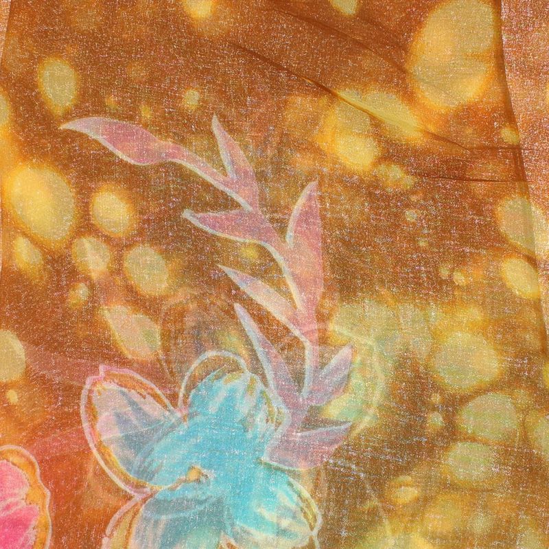 Fashion, accesorii si bijuterii - Femei - Accesorii femei - Esarfe si fulare femei - Esarfa, de dama, Buticcochet, din poliester, imprimeu cu flori, 50x160 cm, Maro - ES1785 - Infinity.ro